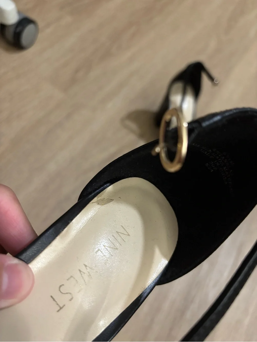 Nine West Black Open-Toe Ankle-Strap Block Heels